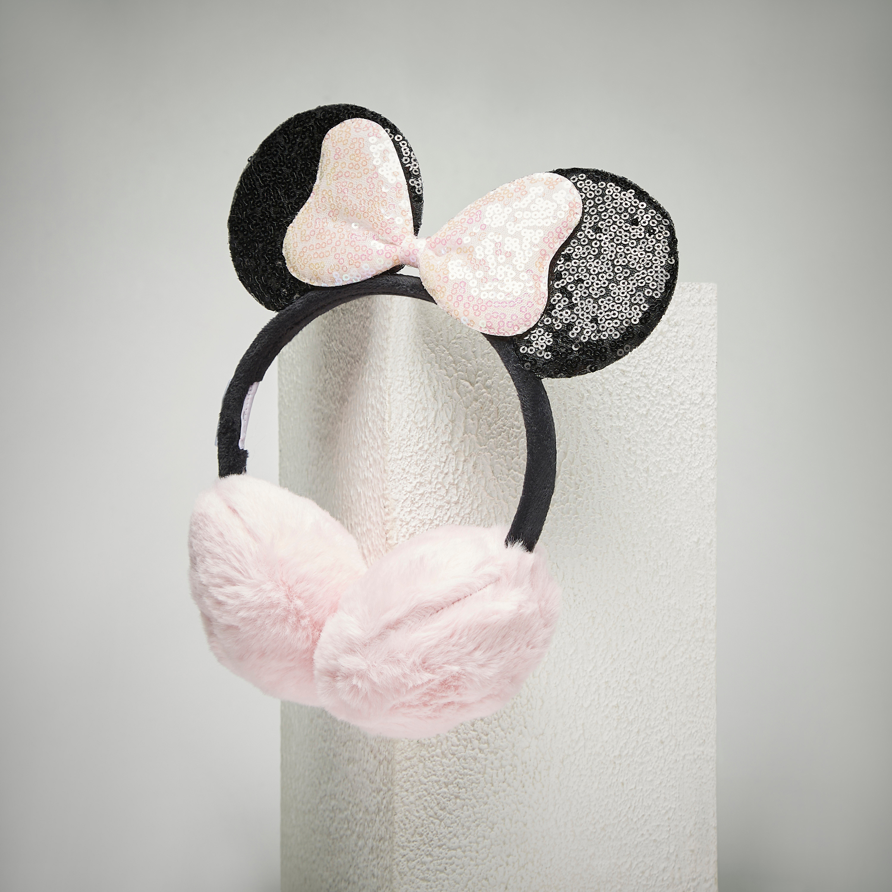Babyhug Fur Rainbow Design Ear Muffs with Minnie Mouse Patch - Multicolor