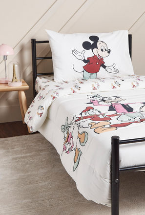 Mickey and Friends Print Comforter with Pillowcase and Fitted Sheet - 220x160 cm-mxhome-homefurnishings-comfortersandquilts-0
