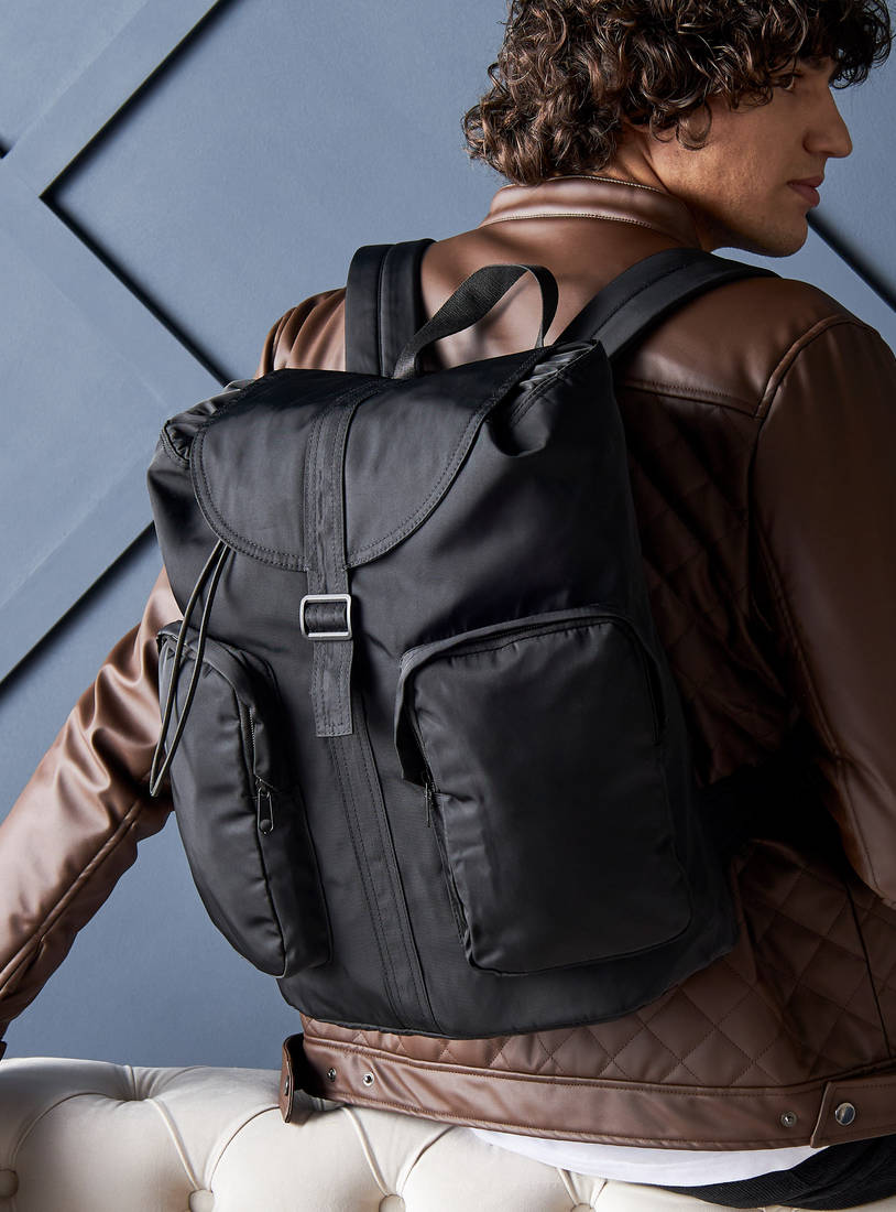 Plain Backpack with Adjustable Shoulder Straps-Bags-image-1