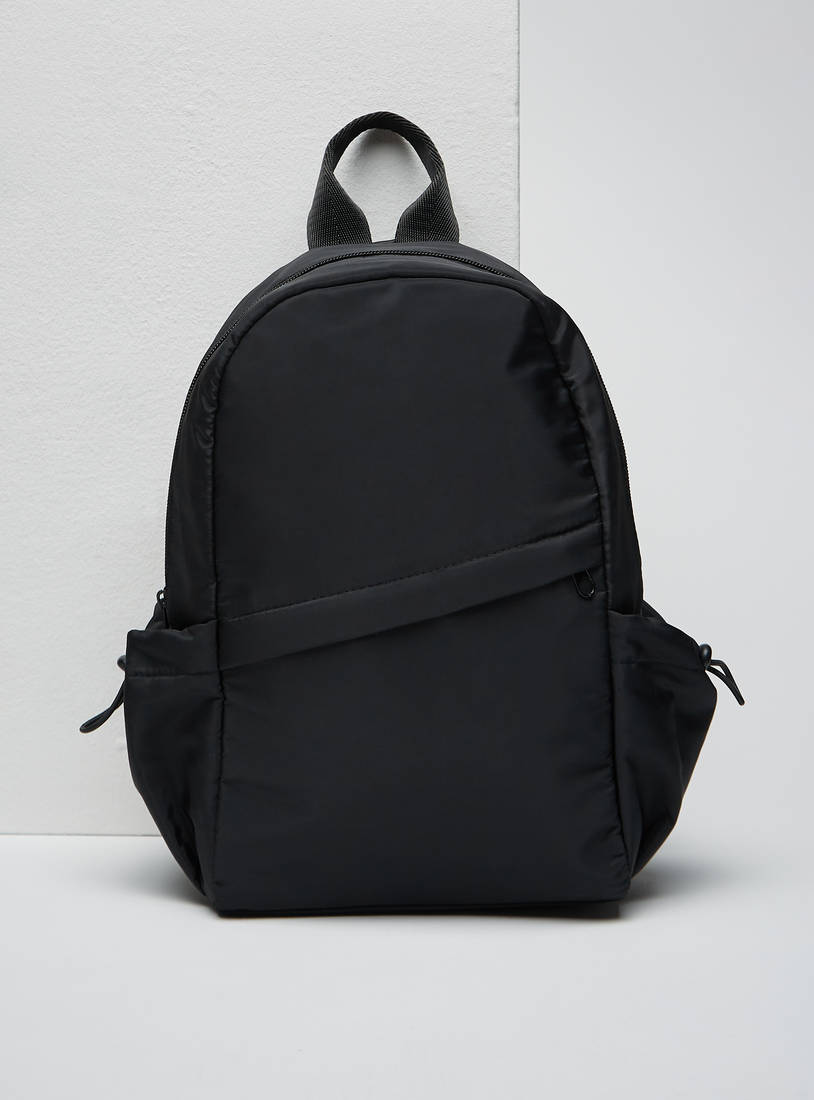 Plain Backpack with Sling Strap and Zip Closure-Bags-image-0