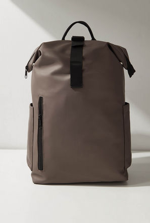 Solid Backpack with Zipper Closure and Side Pocket-mxmen-bagsandwallets-backpacks-3