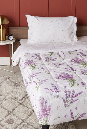 طقم لحاف فردي قطعتين بطبعات أزهار - 160x220 سم-mxhome-homefurnishings-comfortersandquilts-3