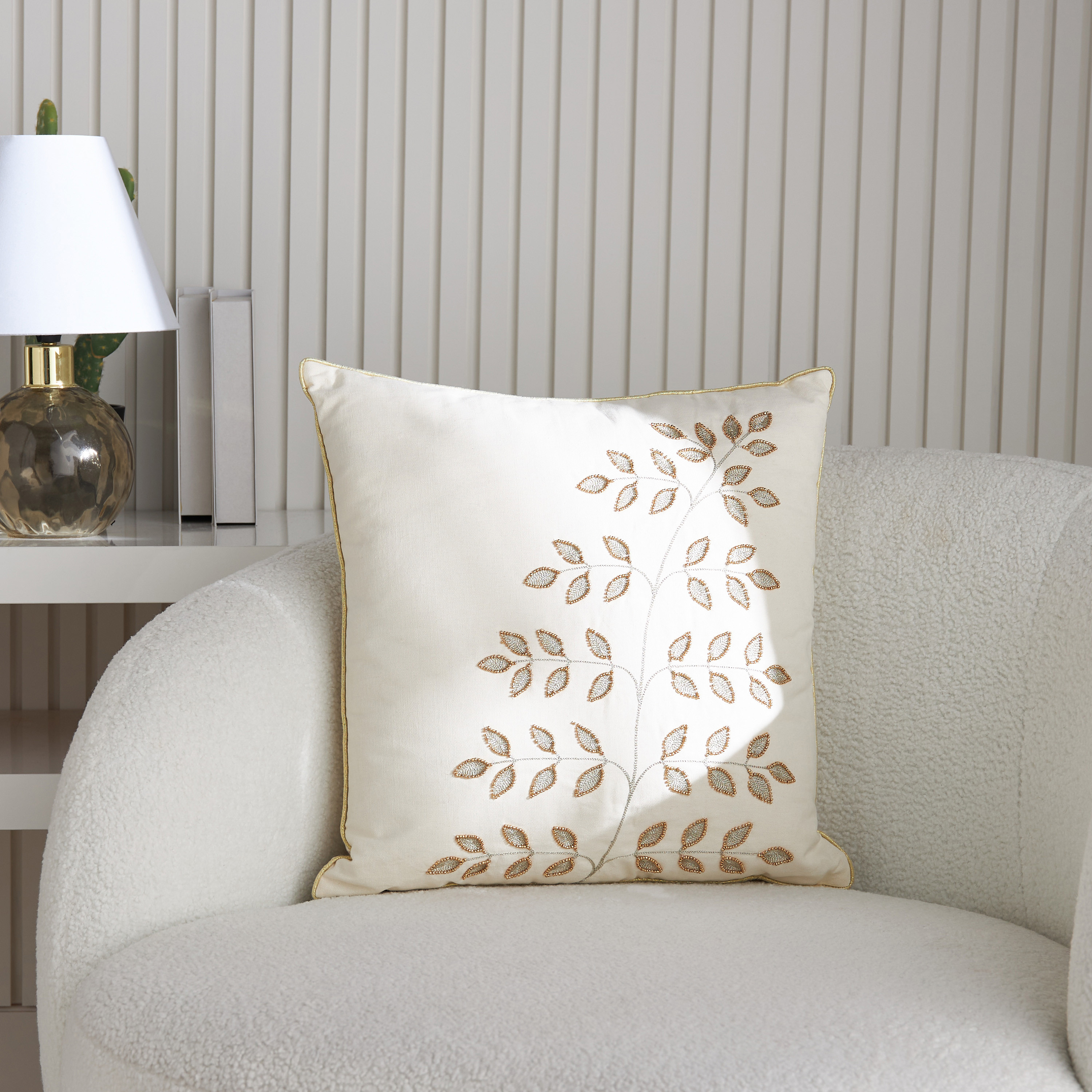 Cream and gold store cushions