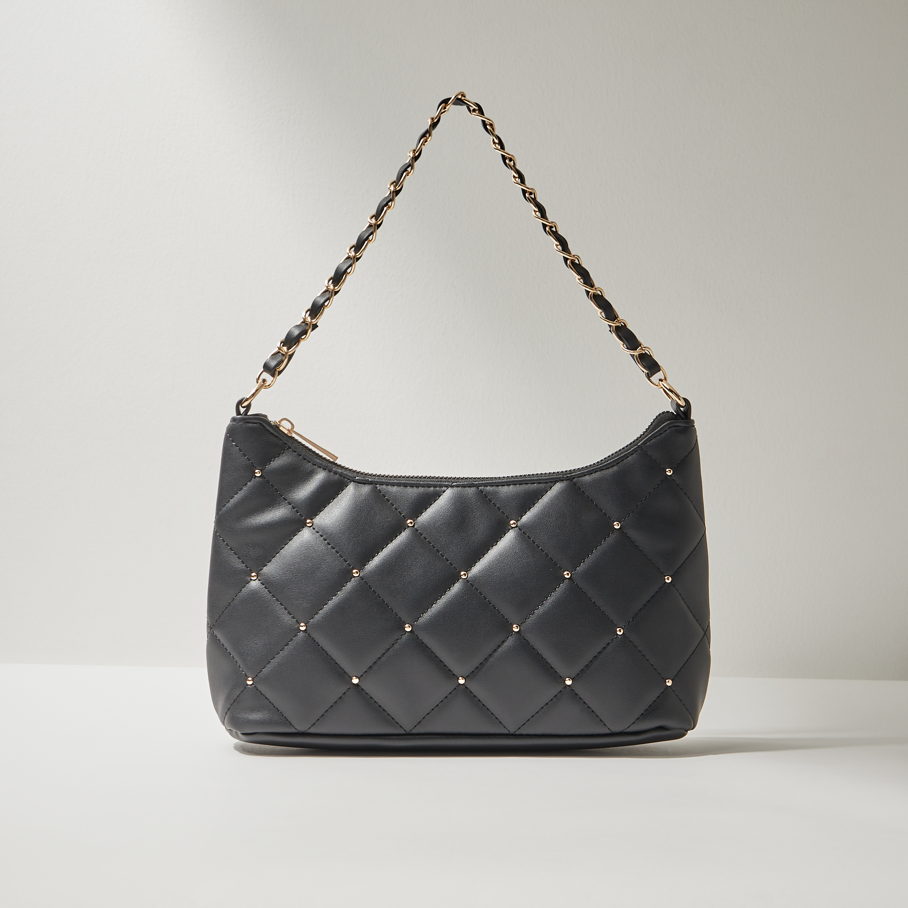 Quilted shoulder bag store with chain strap