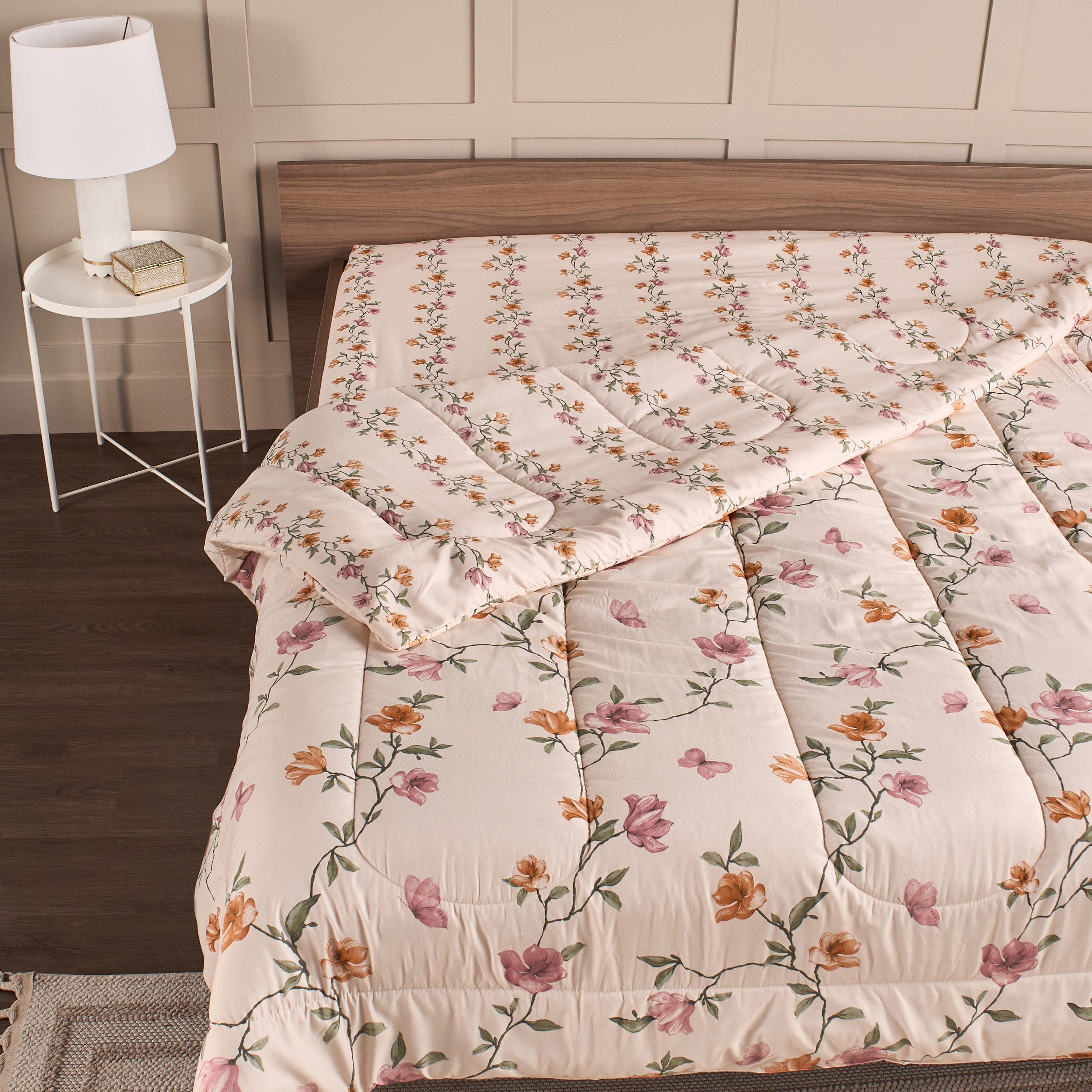 Shop All-Over Floral Print King Comforter And Fitted Sheet Set ...