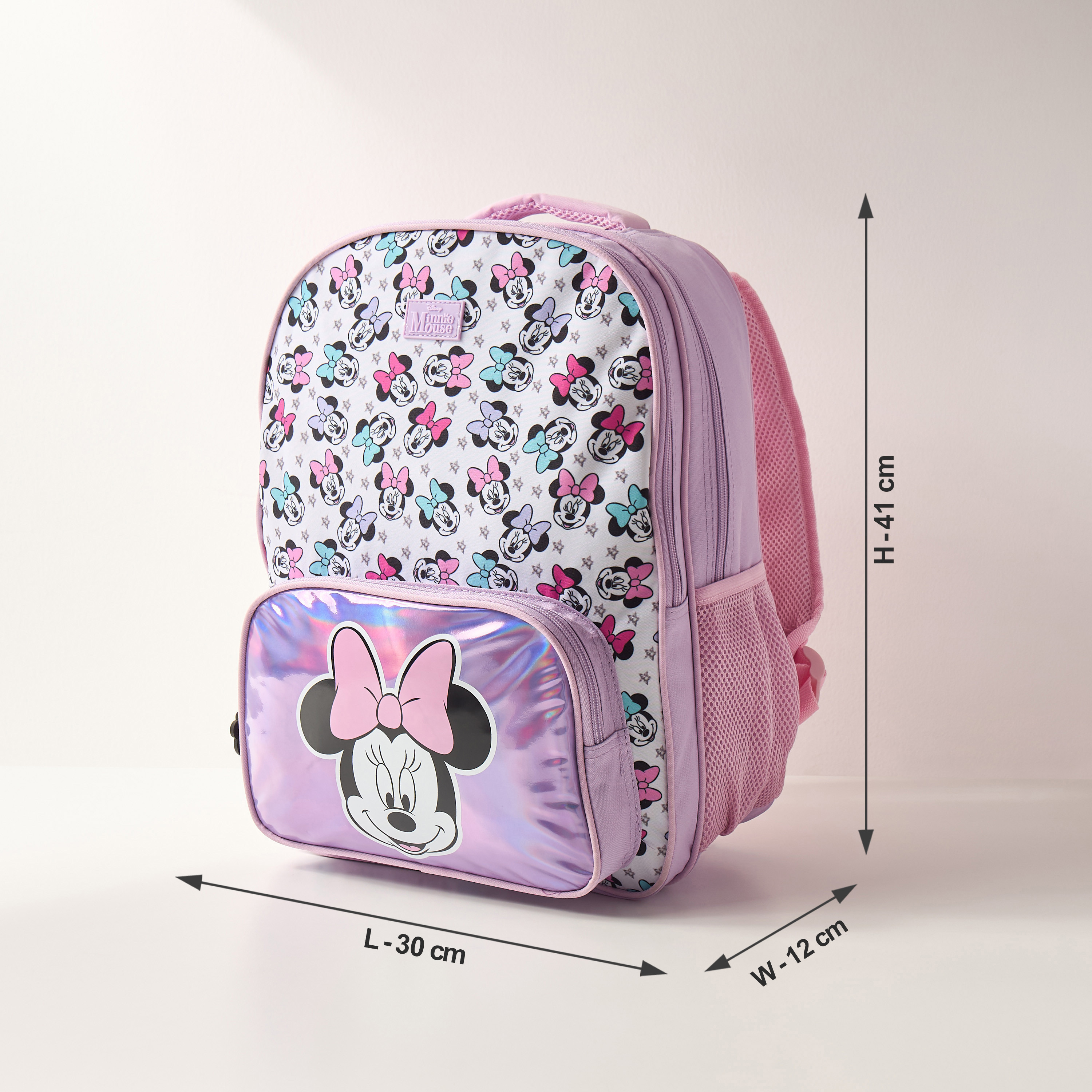 Shop Minnie Mouse Print Backpack with Adjustable Straps and