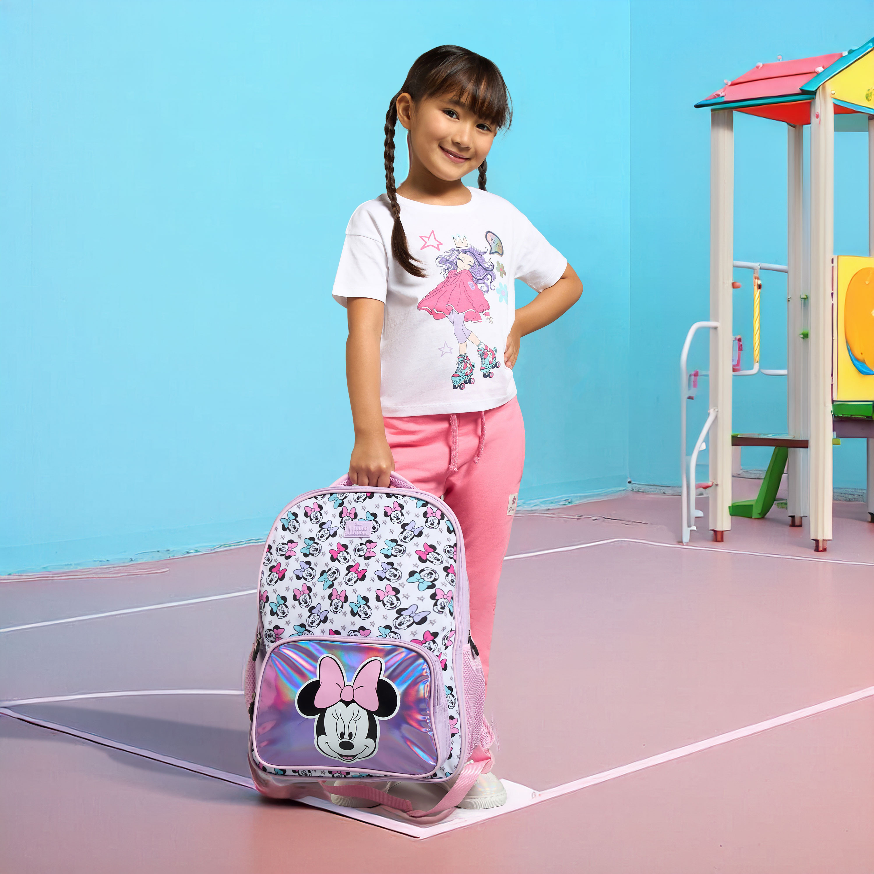 Shop Minnie Mouse Print Backpack with Adjustable Straps and