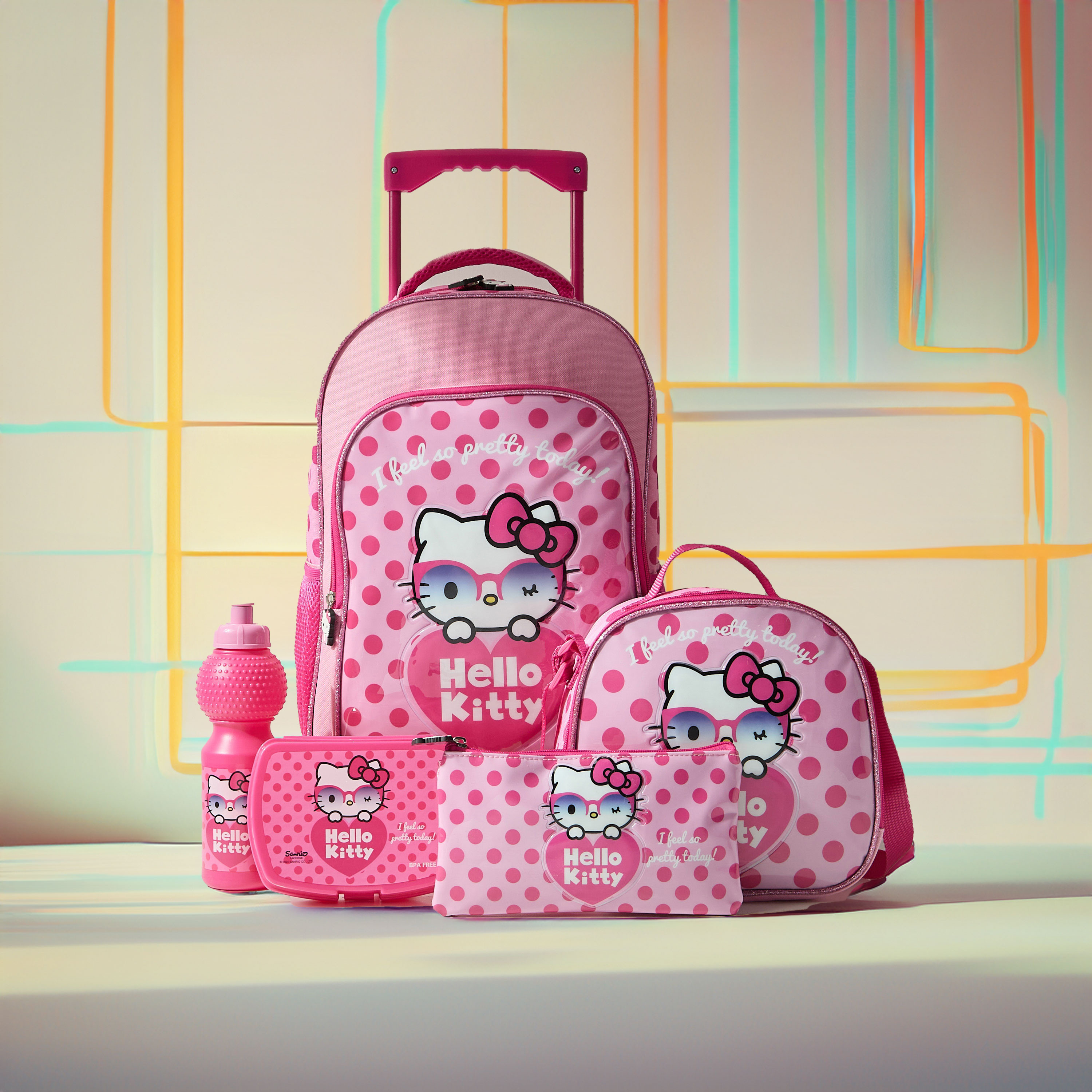 Fashion hello kitty trolley bag for school