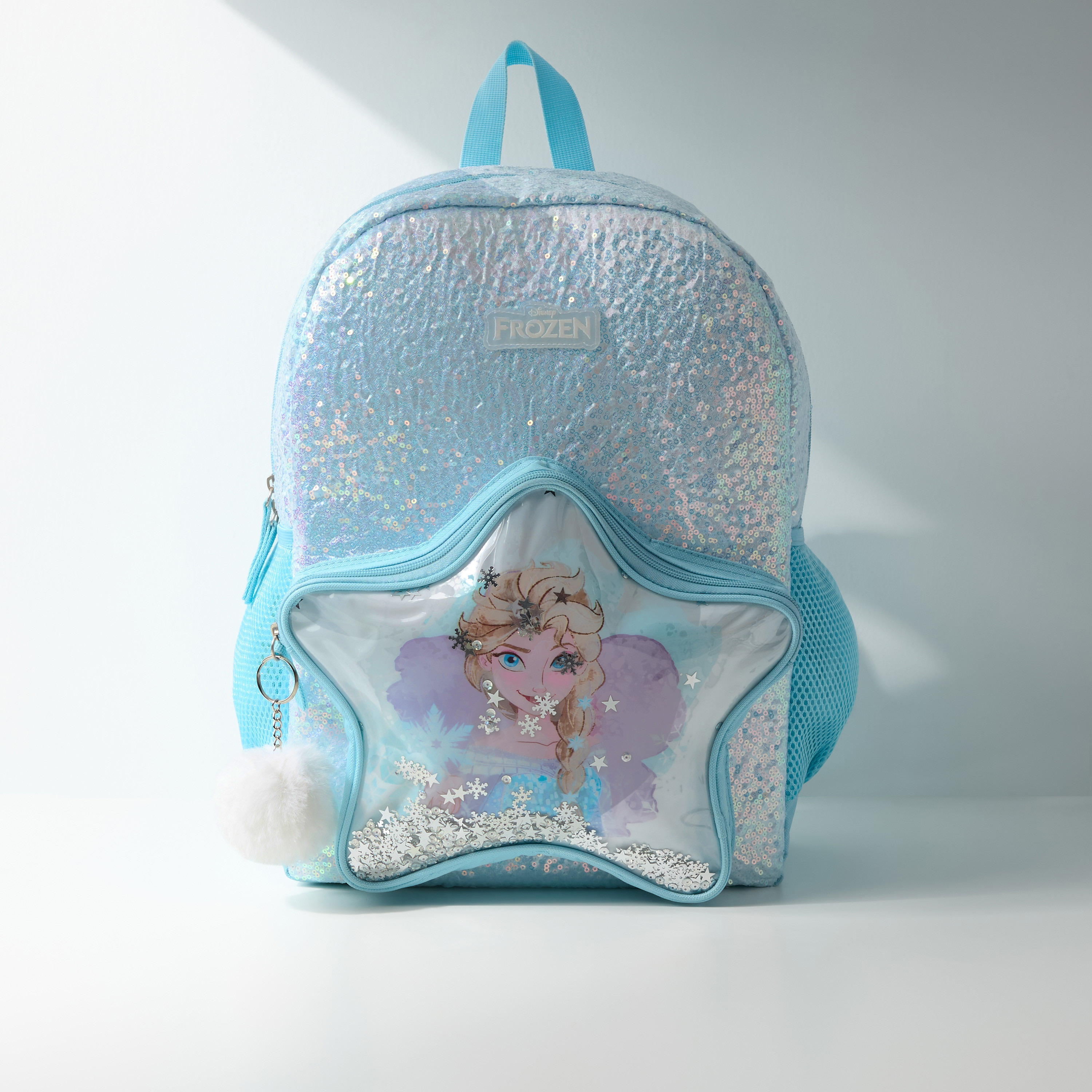 Shop Embellished Princess Elsa Print Backpack with Adjustable Straps and Zip Closure Online Max UAE