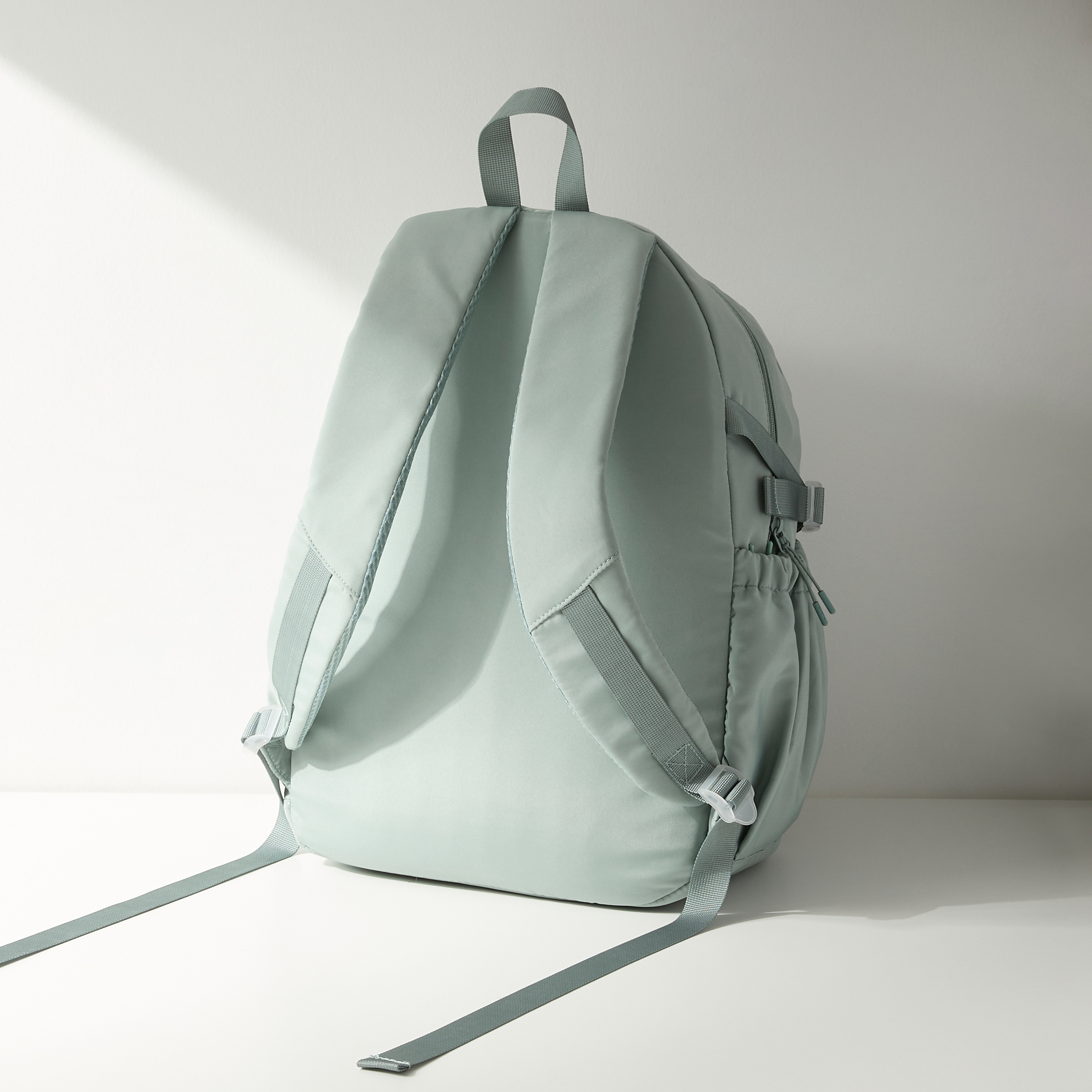 Shop Plain Backpack with Adjustable Shoulder Straps and Zip Closure Online Max Bahrain