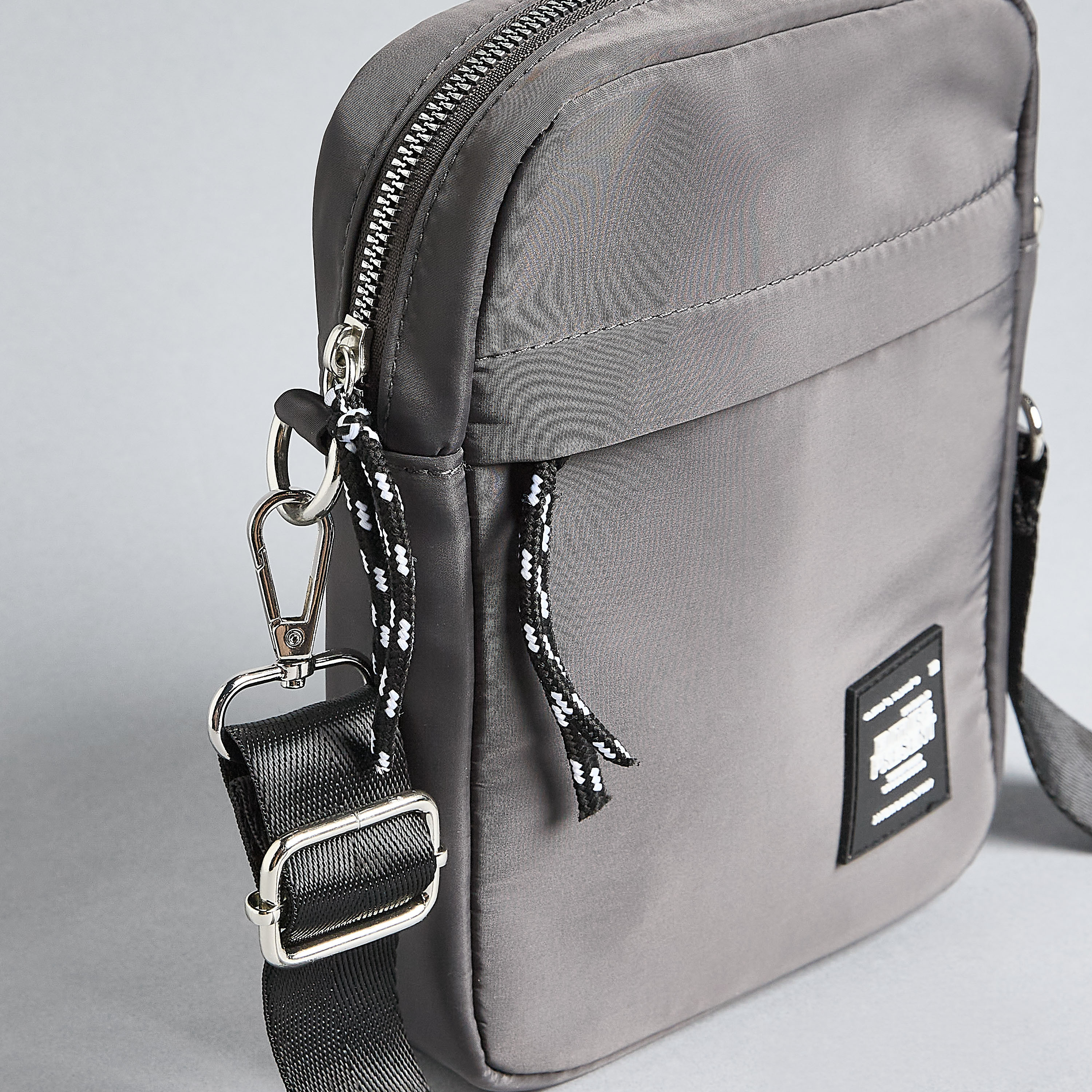 Shop Typography Applique Crossbody Bag with Adjustable Strap