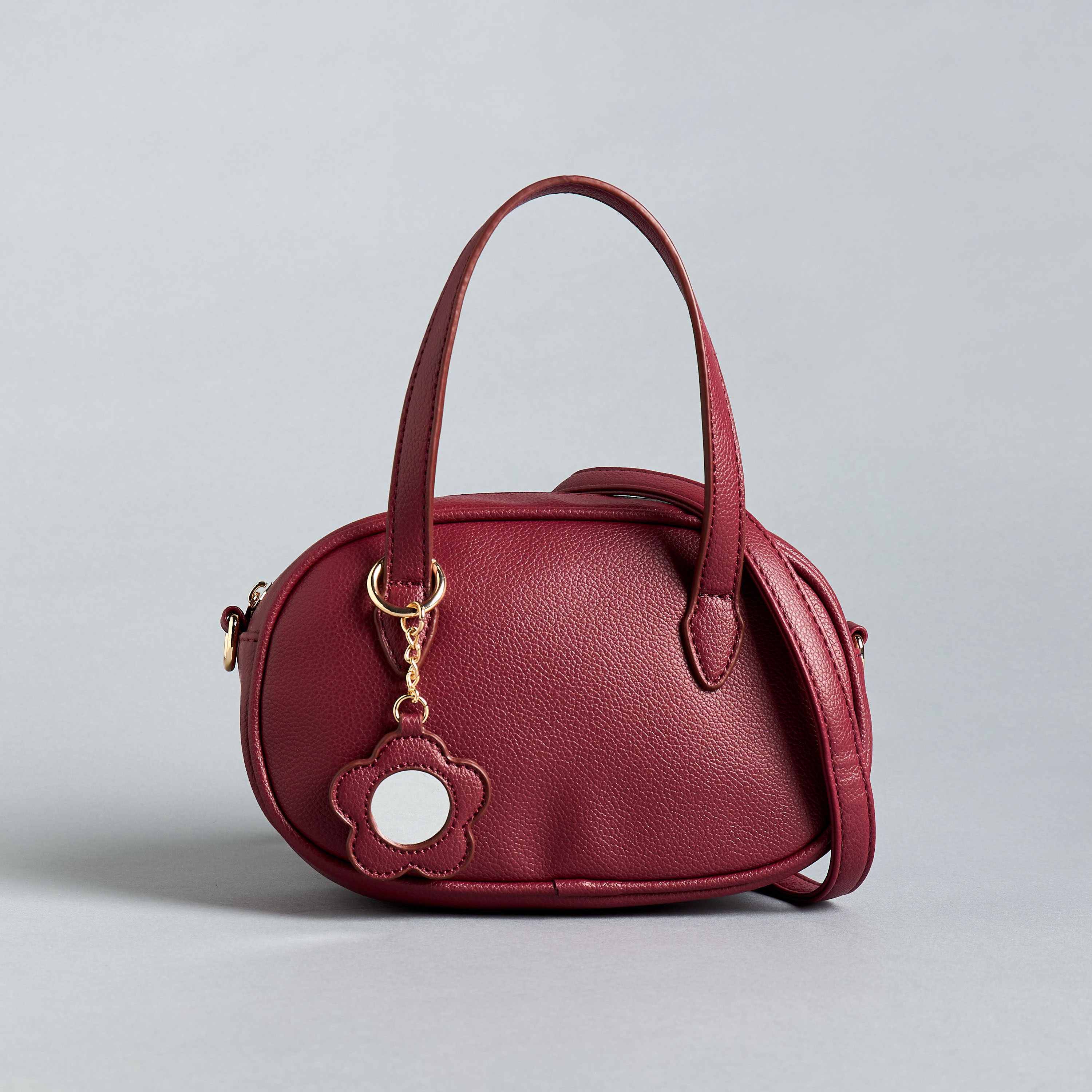 Shop Textured Crossbody Bag with Detachable Strap and Zip