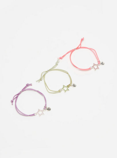 Pack of 3 - Embellished Star Adjustable Bracelet with BFF Charm-Bangles & Bracelets-image-0