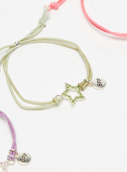 Pack of 3 - Embellished Star Adjustable Bracelet with BFF Charm-Bangles & Bracelets-image-1