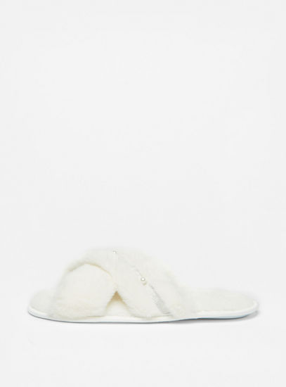 Embellished Open Toe Slip-On Bedroom Slippers