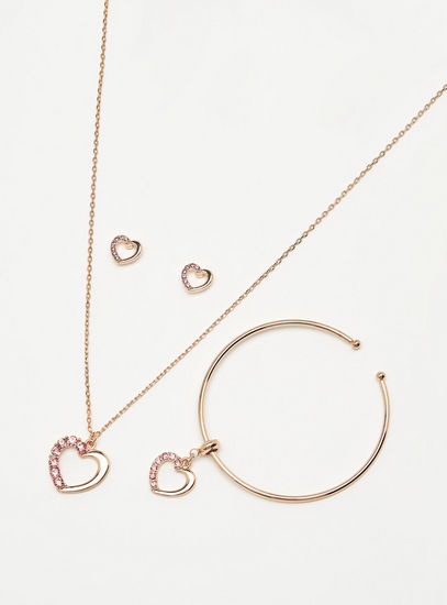 Embellished 3-Piece Pendant Necklace and Bracelet Set