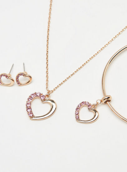 Embellished 3-Piece Pendant Necklace and Bracelet Set