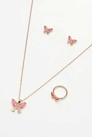 Embellished Butterfly Accent 5-Piece Necklace Set