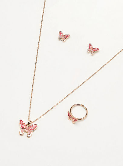 Embellished Butterfly Accent 5-Piece Necklace Set