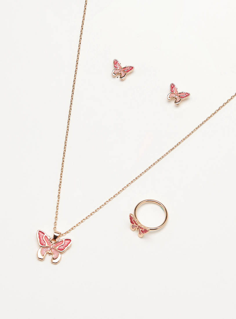 Embellished Butterfly Accent 5-Piece Necklace Set-Sets-image-0