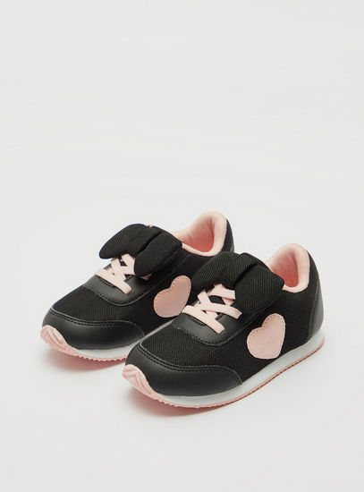 Mesh Slip-On Shoes with Heart and Bow Detail