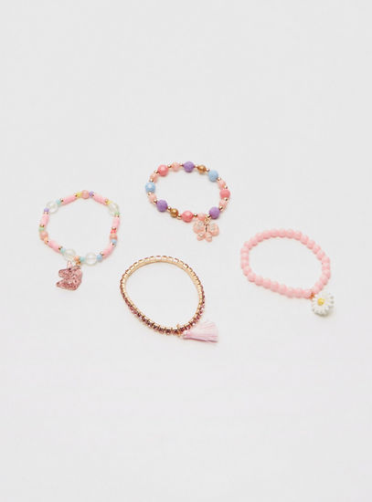 Set of 4 - Beaded Braclet with Charms
