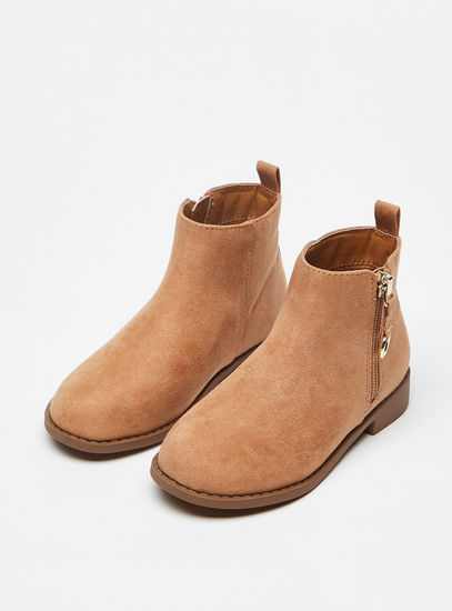 Solid High Cut Boots with Zip Closure