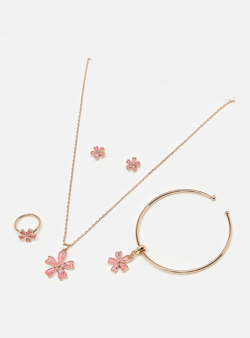 Floral Shape 5-Piece Necklace Set-Sets-image-0
