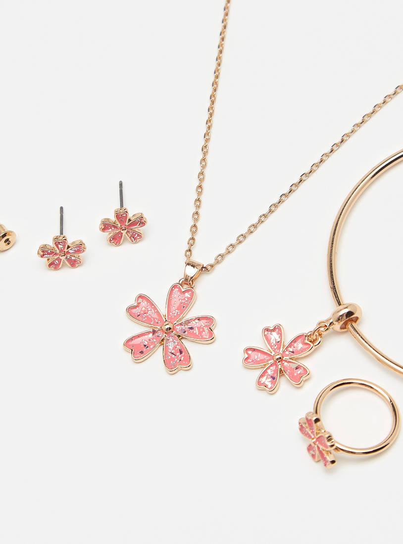 Floral Shape 5-Piece Necklace Set-Sets-image-1