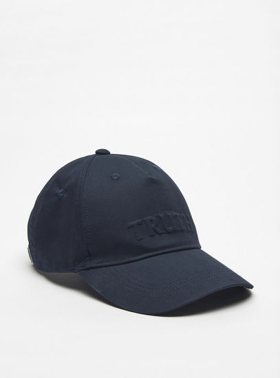 Typography Embossed Cap with Adjustable Strap