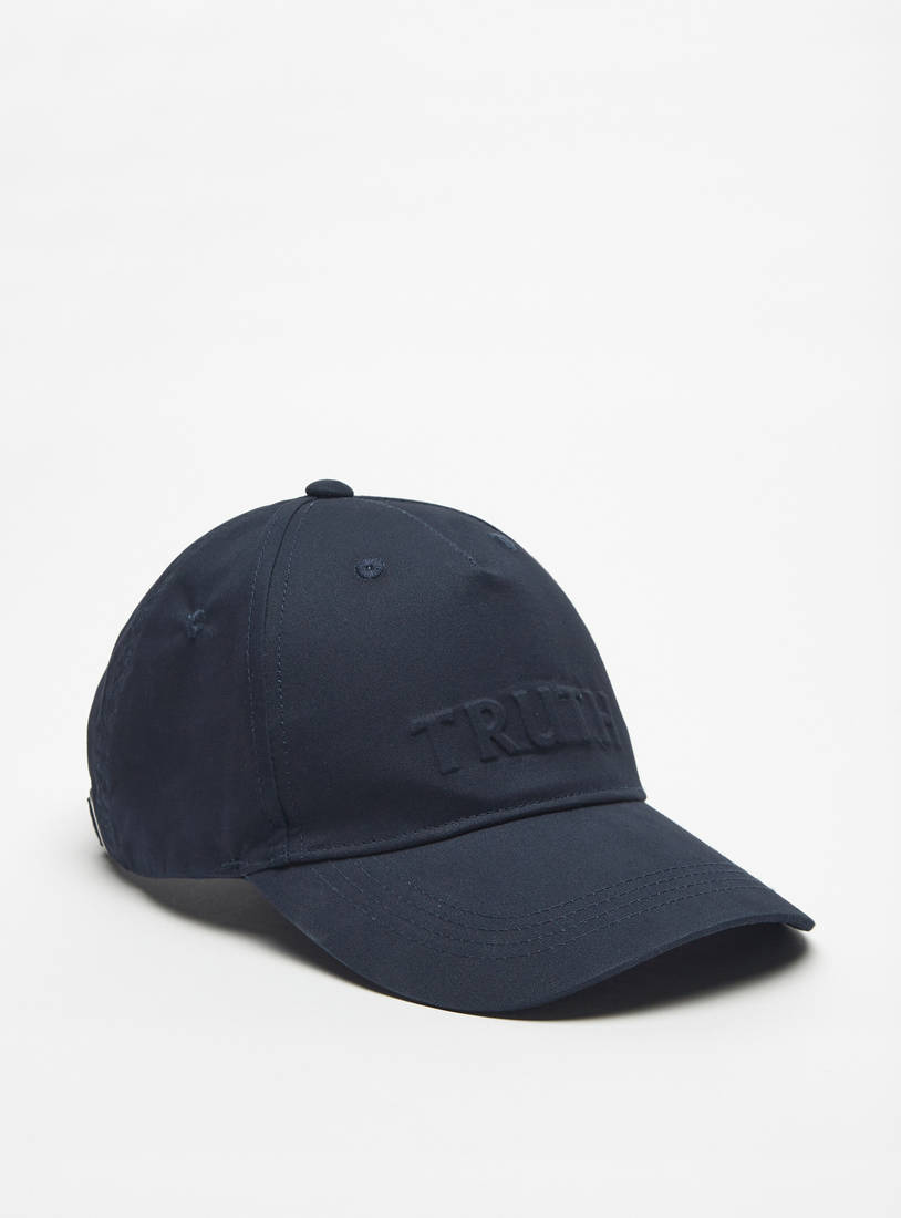 Typography Embossed Cap with Adjustable Strap-Caps & Hats-image-0