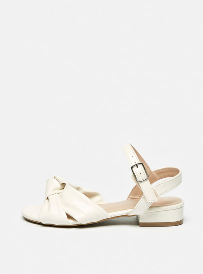 Knot Detail Sandals with Ankle Buckle Strap-Sandals-image-0