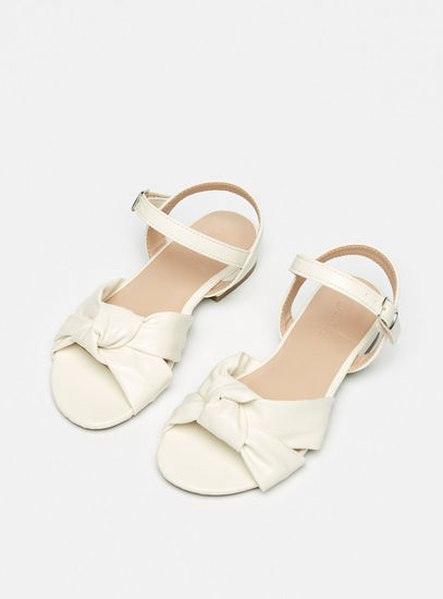 Knot Detail Sandals with Ankle Buckle Strap-Sandals-image-1