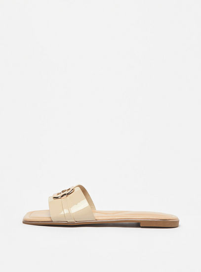 Metal Accent Slip-On Sandals-Flats-image-0