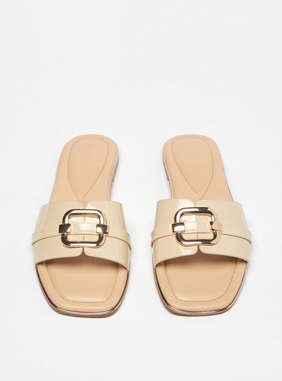 Metal Accent Slip-On Sandals-Flats-image-1