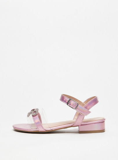 Embellished Bow Ankle Strap Sandals with Buckle Closure-Sandals-image-0