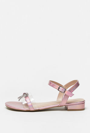 Bow Embellished Sandals with Buckle Closure-mxkids-shoes-girlseighttosixteenyrs-sandals-1