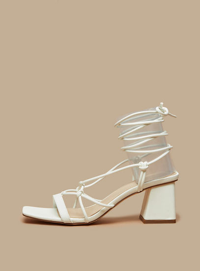Solid Strappy Sandals with Block Heels and Tie-Ups-Heels-image-0