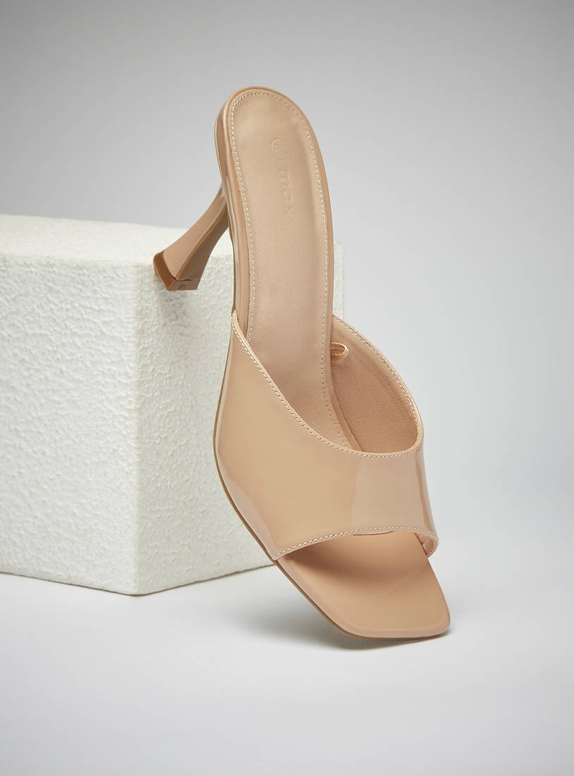 Plain Slip-On Sandals with Stiletto Heels-Sandals-image-0