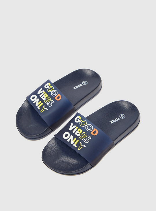 Text Embossed Beach Slippers