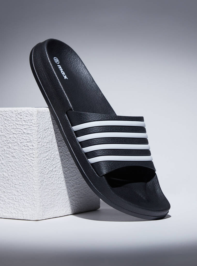 Striped Slip-On Slides-Sandals-image-0