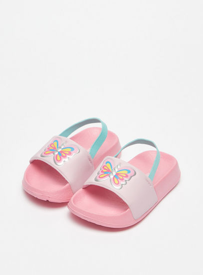 Butterfly Embossed Beach Slippers with Backstrap