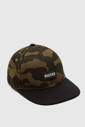 Camouflage Print Cap with Snap Back Closure