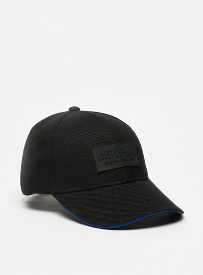 Solid Cap with Adjustable Strap and Applique Detail