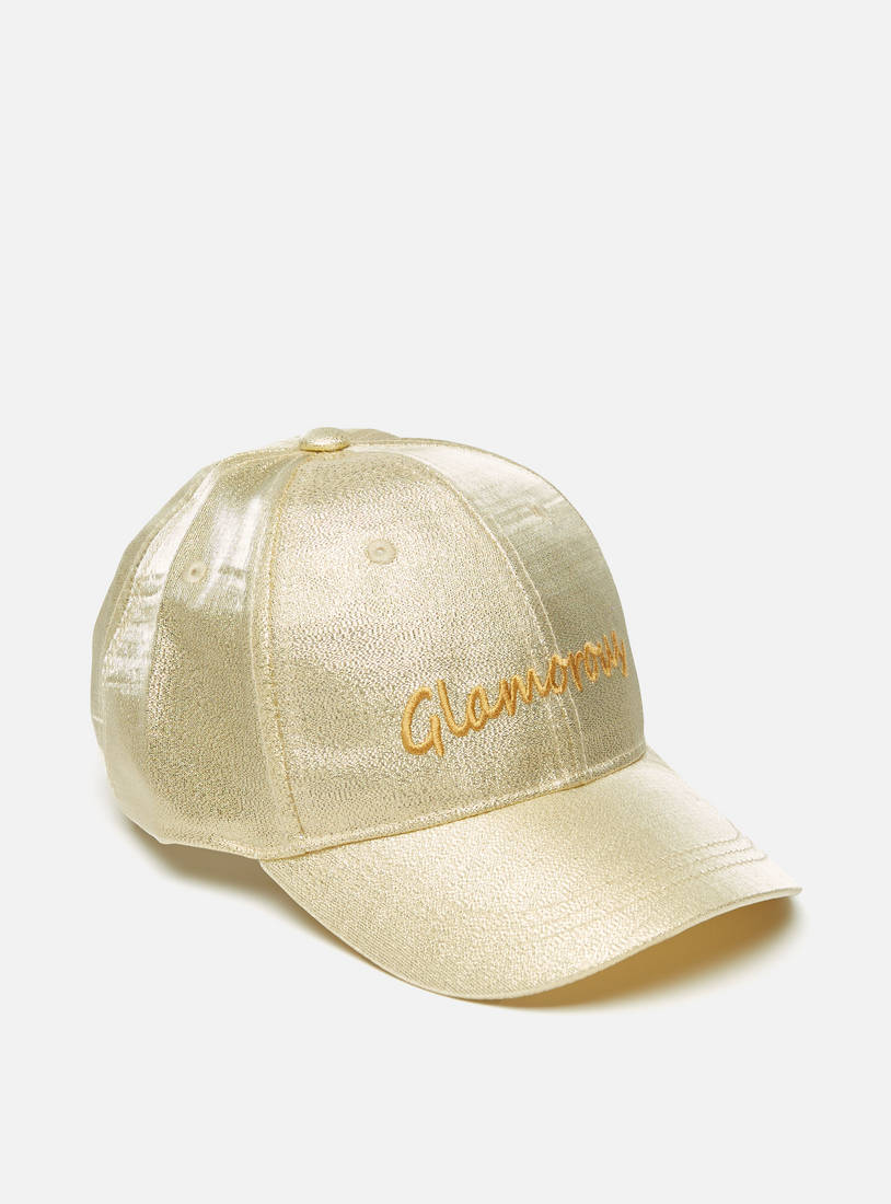 Embroidered Cap with Buckled Strap Closure-Caps & Hats-image-0