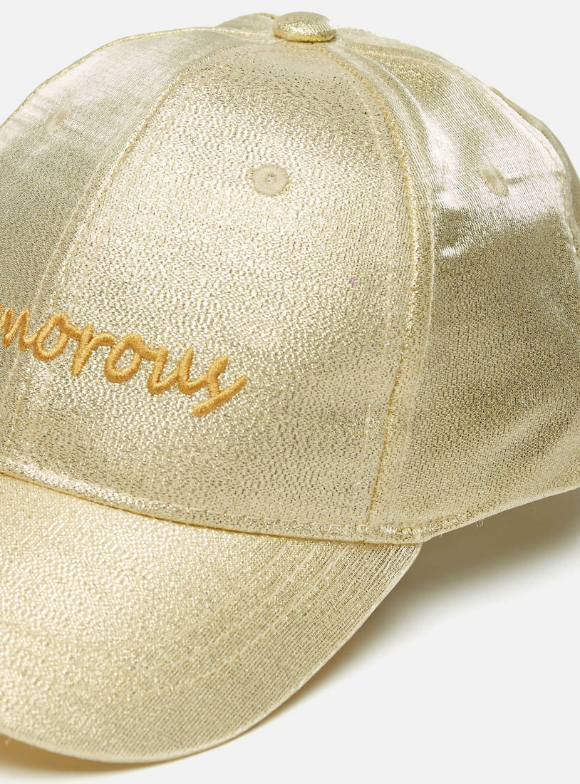 Embroidered Cap with Buckled Strap Closure-Caps & Hats-image-1
