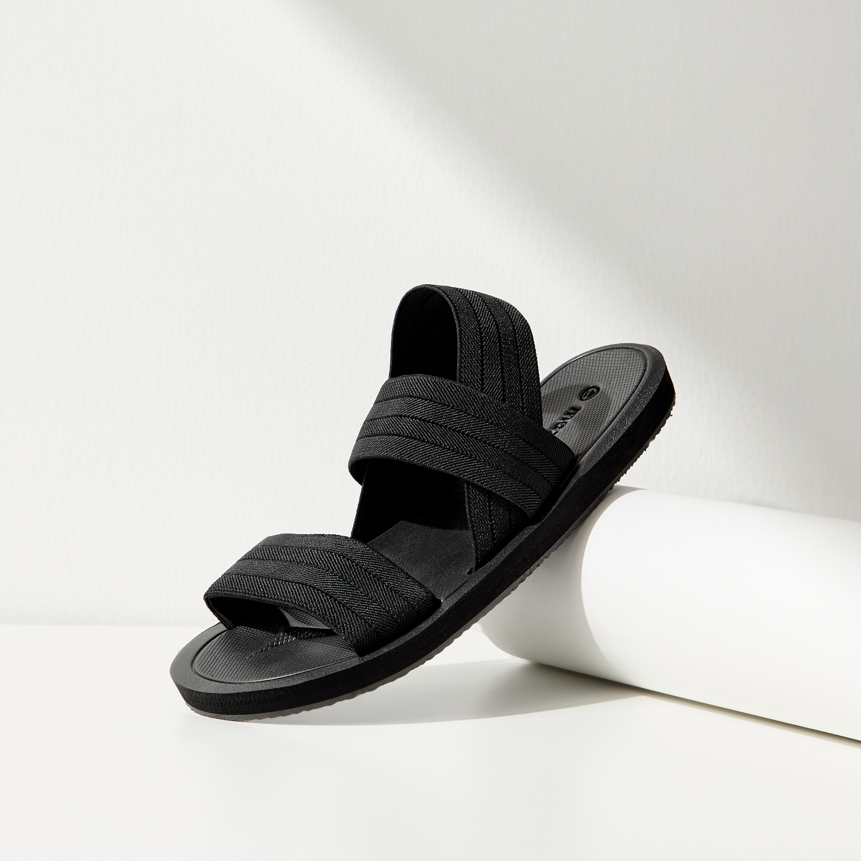 Shop Textured Slip-On Sandals with Flared Heels Online | Max Kuwait