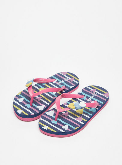 Heart Print Slip-On Thong Slippers