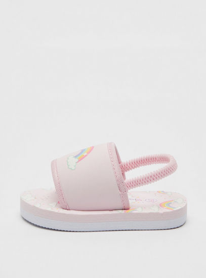 Rainbow Print Slippers with Elasticised Strap-Flip Flops-image-0