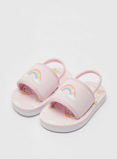 Rainbow Print Slippers with Elasticised Strap-Flip Flops-image-1